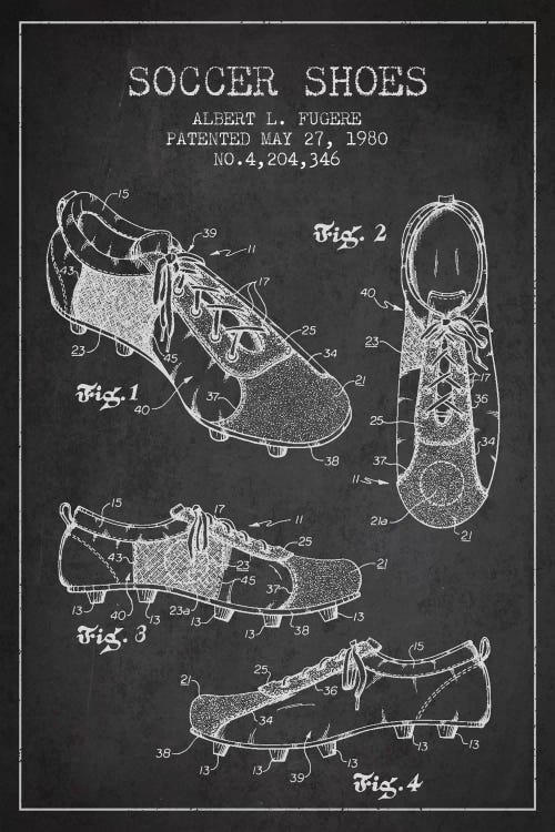 Soccer Shoe Charcoal Patent Blueprint