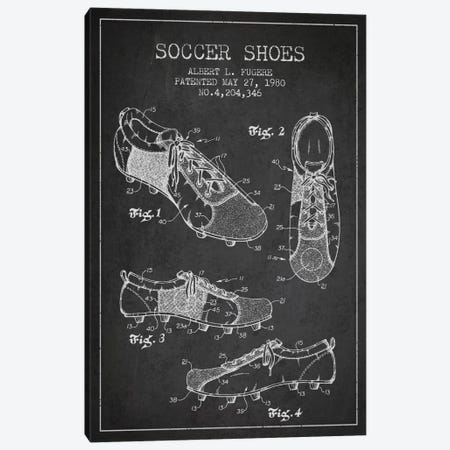 Soccer Shoe Charcoal Patent Blueprint Canvas Print #ADP2230} by Aged Pixel Art Print