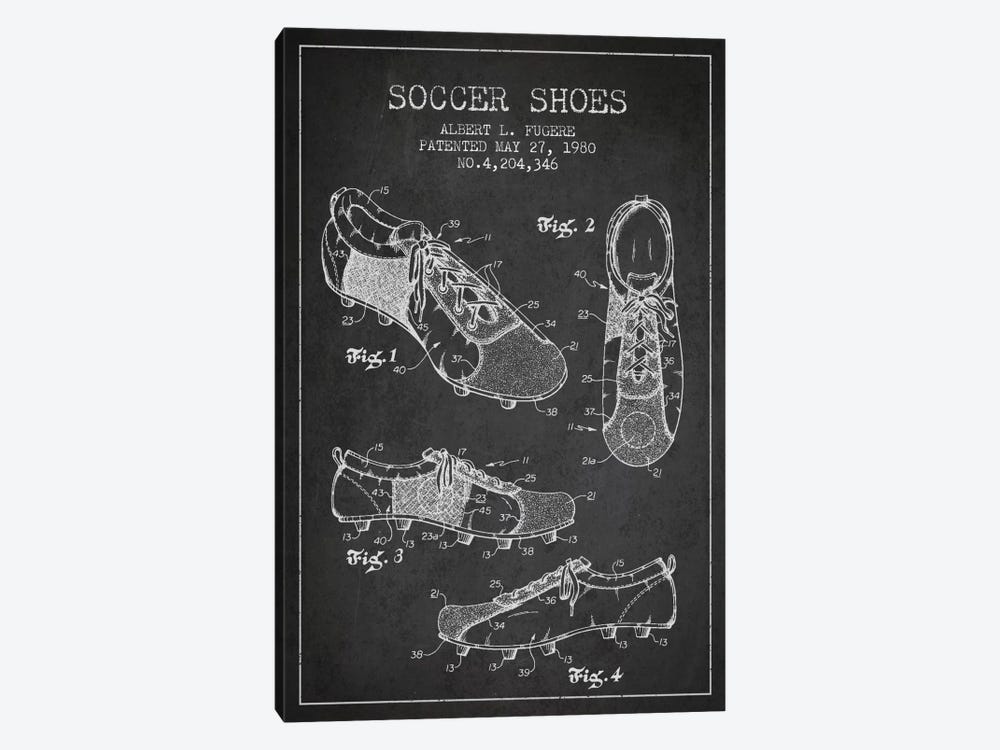 Soccer Shoe Charcoal Patent Blueprint by Aged Pixel 1-piece Canvas Wall Art