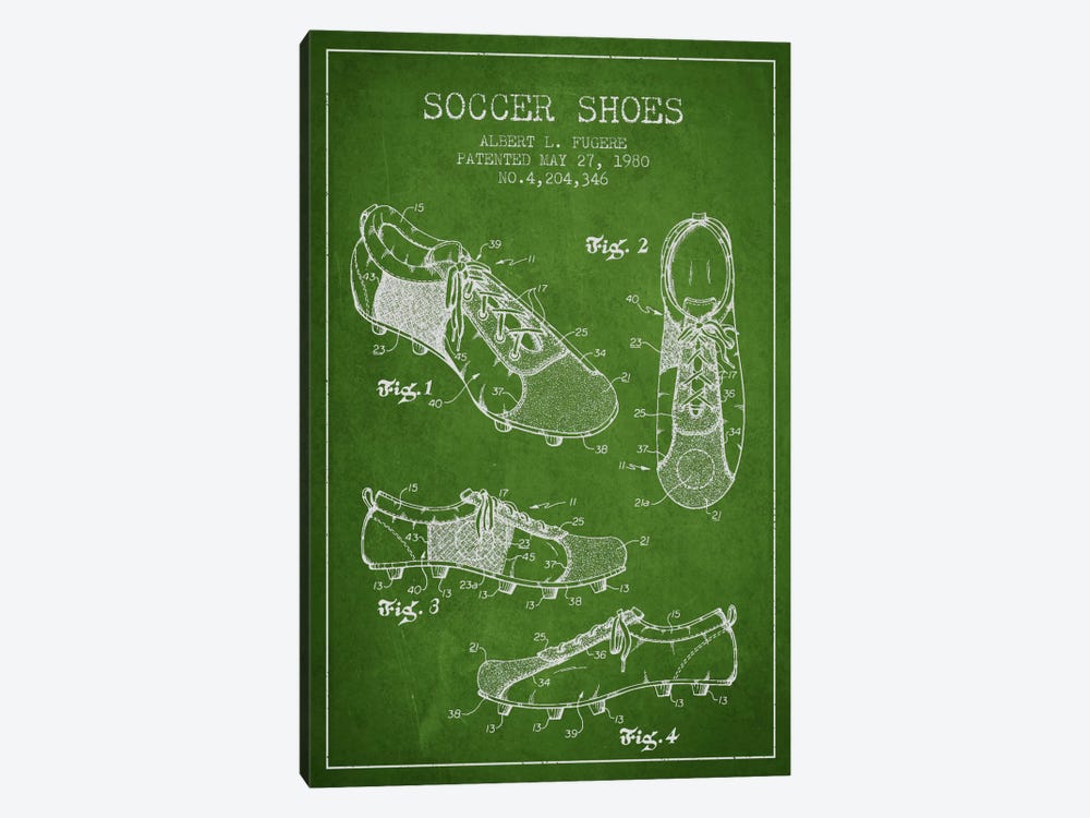 Soccer Shoe Green Patent Blueprint by Aged Pixel 1-piece Canvas Art Print