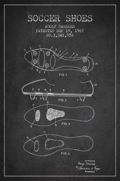 Soccer Shoe Charcoal Patent Blueprint