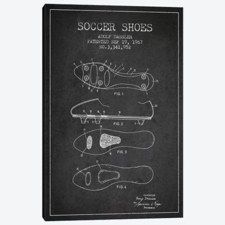 Soccer Shoe Charcoal Patent Blueprint Canvas Print #ADP2235} by Aged Pixel Canvas Art