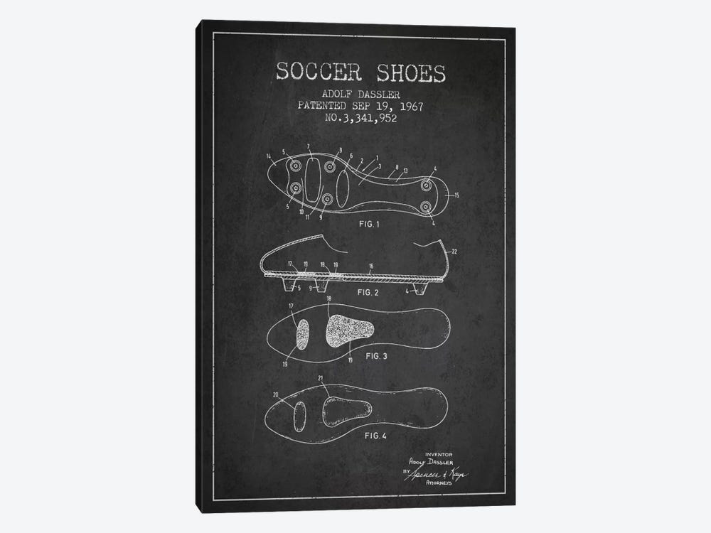 Soccer Shoe Charcoal Patent Blueprint by Aged Pixel 1-piece Art Print