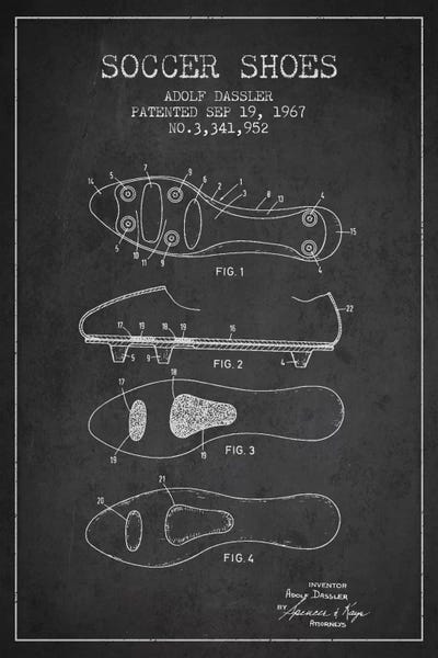 Soccer: Soccer Shoe Charcoal Patent Blueprint by Aged Pixel