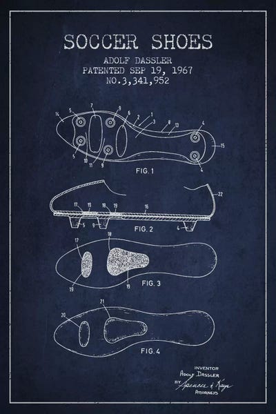 Soccer: Soccer Shoe Navy Blue Patent Blueprint by Aged Pixel