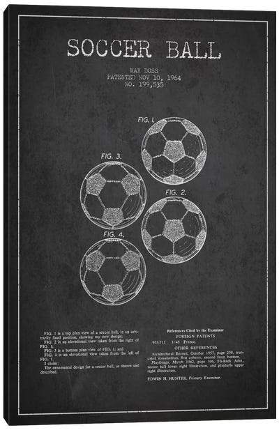 Soccer Ball Charcoal Patent Blueprint Canvas Art Print - Soccer Art
