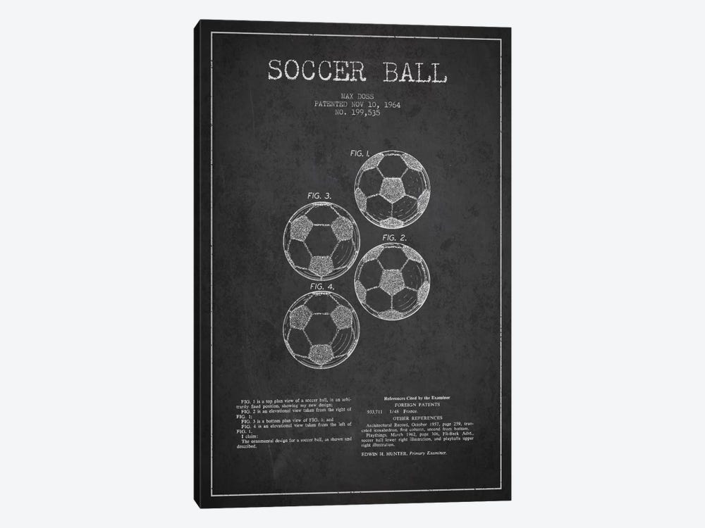 Soccer Ball Charcoal Patent Blueprint by Aged Pixel 1-piece Canvas Art Print