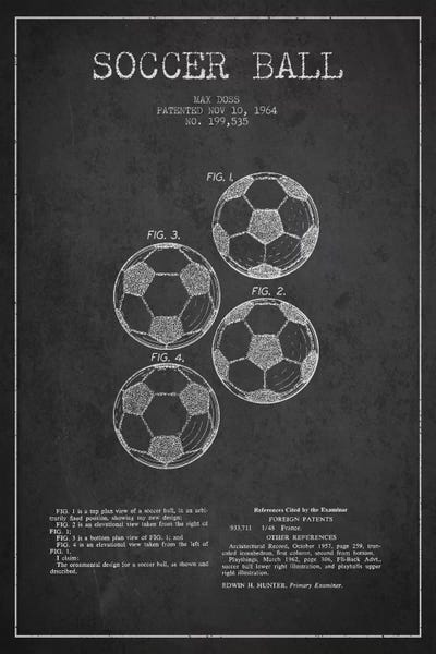 Kids Sports Art: Soccer Ball Charcoal Patent Blueprint by Aged Pixel