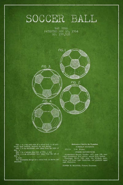 Soccer Ball Green Patent Blueprint by Aged Pixel multi panel art