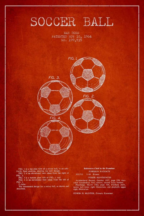 Soccer Ball Red Patent Blueprint