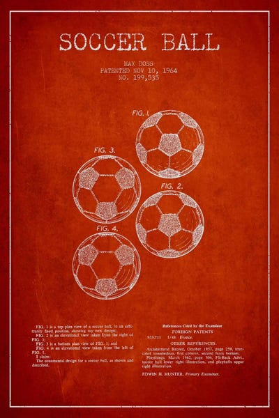 Soccer: Soccer Ball Red Patent Blueprint by Aged Pixel