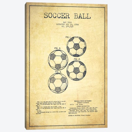 Soccer Ball Vintage Patent Blueprint Canvas Print #ADP2244} by Aged Pixel Art Print