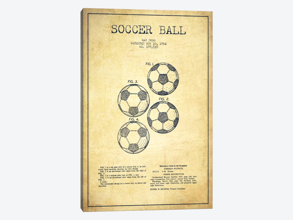 Soccer Ball Vintage Patent Blueprint 1-piece Canvas Print