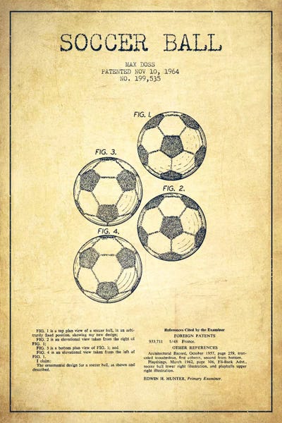 Soccer: Soccer Ball Vintage Patent Blueprint by Aged Pixel