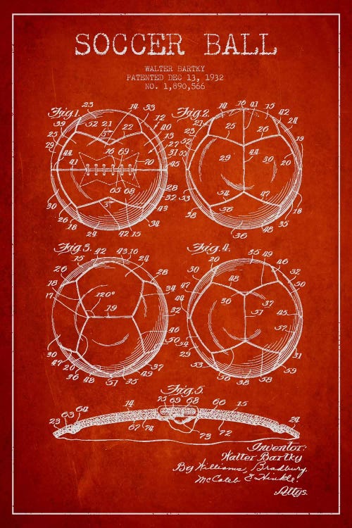 Bartky Soccer Ball Red Patent Blueprint