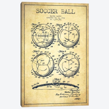 Bartky Soccer Ball Vintage Patent Blueprint Canvas Print #ADP2249} by Aged Pixel Canvas Artwork