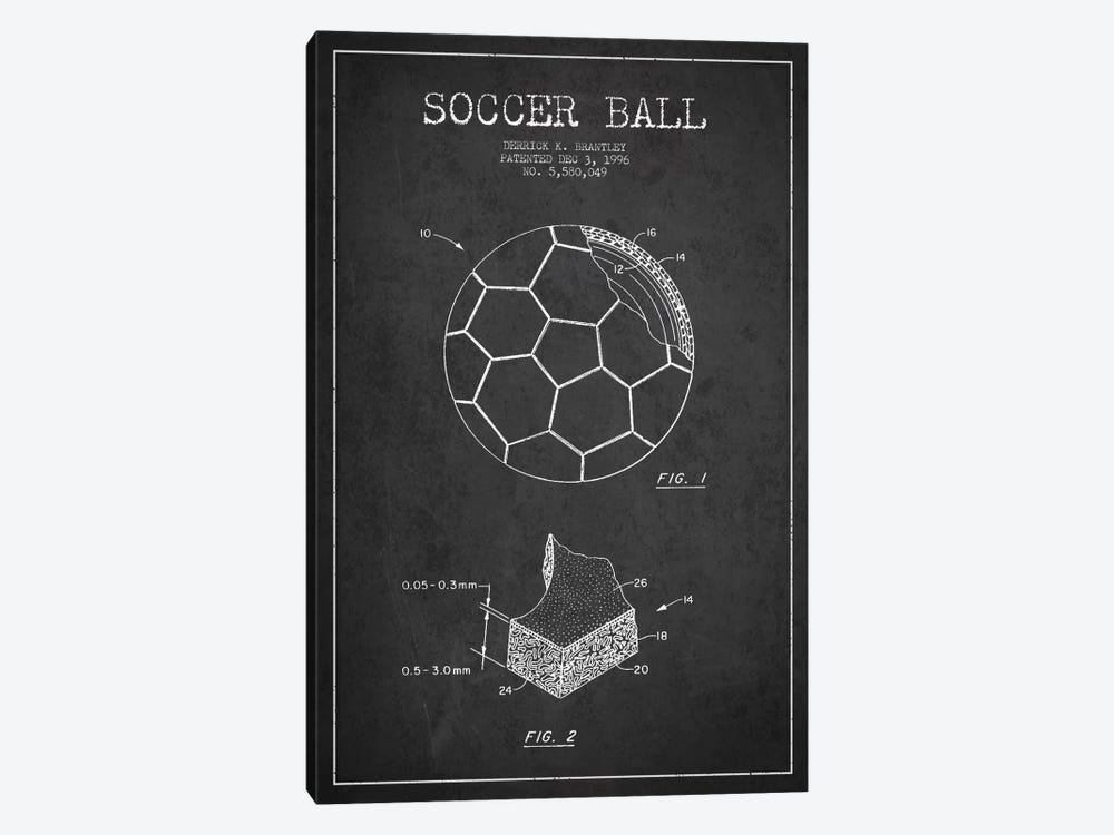 Brantley Soccer Ball Charcoal Patent Blueprint by Aged Pixel 1-piece Canvas Wall Art