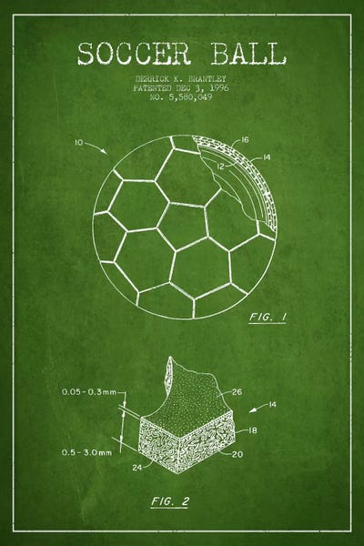 Sports Blueprints: Brantley Soccer Ball Green Patent Blueprint by Aged Pixel