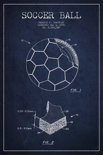 Sports Blueprints: Brantley Soccer Ball Navy Blue Patent Blueprint by Aged Pixel
