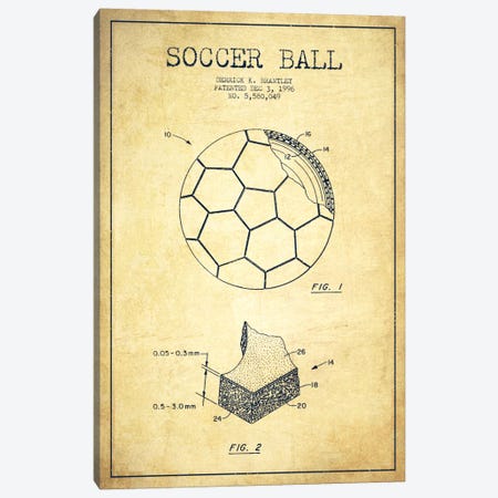 Brantley Soccer Ball Vintage Patent Blueprint Canvas Print #ADP2254} by Aged Pixel Canvas Wall Art