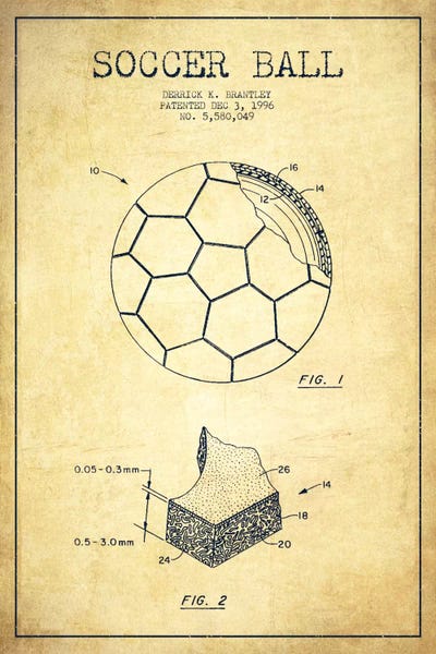 Sports Blueprints: Brantley Soccer Ball Vintage Patent Blueprint by Aged Pixel
