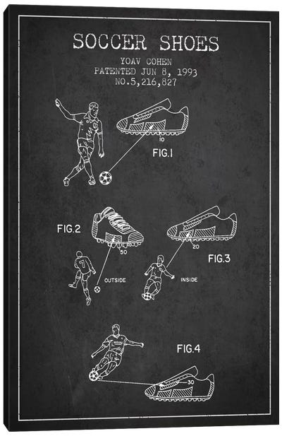 Cohen Soccer Shoe Charcoal Patent Blueprint Canvas Art Print - Sports Blueprints