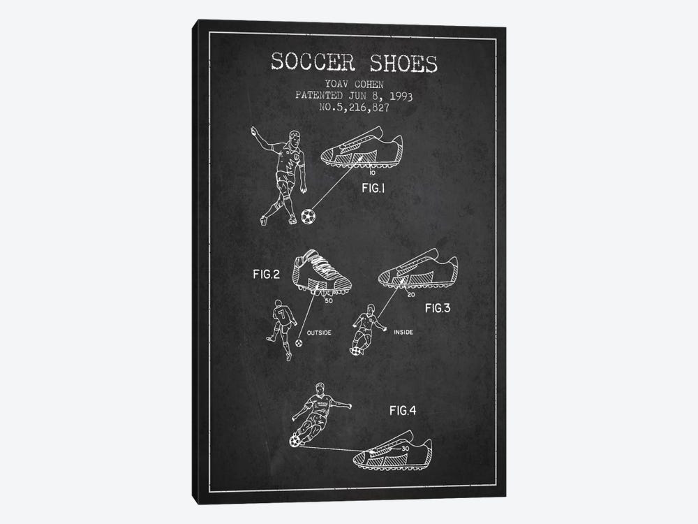 Cohen Soccer Shoe Charcoal Patent Blueprint by Aged Pixel 1-piece Canvas Print