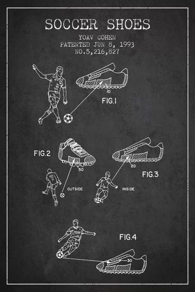 Soccer: Cohen Soccer Shoe Charcoal Patent Blueprint by Aged Pixel