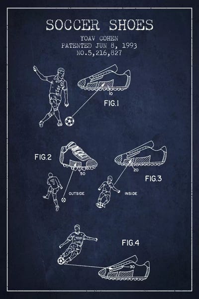 Sports Blueprints: Cohen Soccer Shoe Navy Blue Patent Blueprint by Aged Pixel