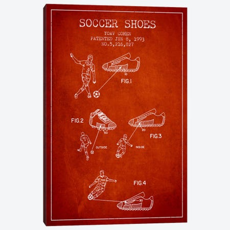 Cohen Soccer Shoe Red Patent Blueprint Canvas Print #ADP2258} by Aged Pixel Canvas Print