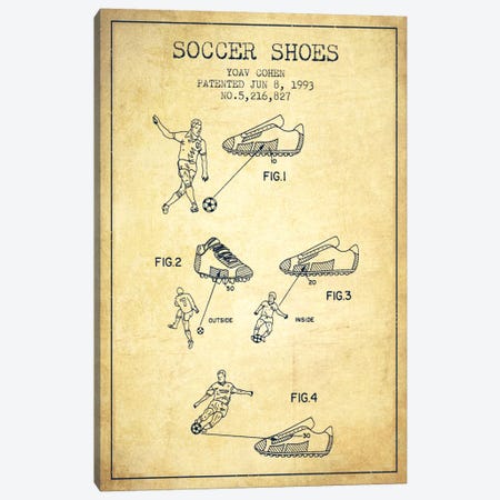 Cohen Soccer Shoe Vintage Patent Blueprint Canvas Print #ADP2259} by Aged Pixel Canvas Art Print
