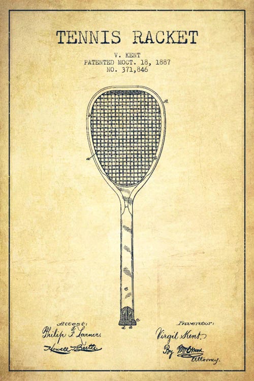 Tennis Racket Vintage Patent Blueprint