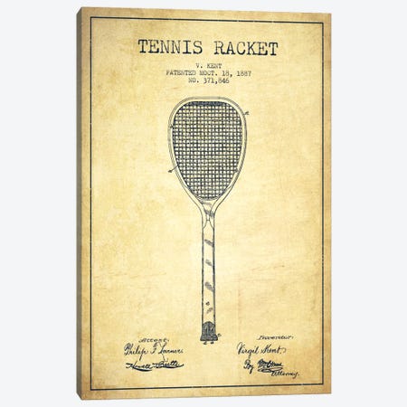 Tennis Racket Vintage Patent Blueprint Canvas Print #ADP2269} by Aged Pixel Canvas Art
