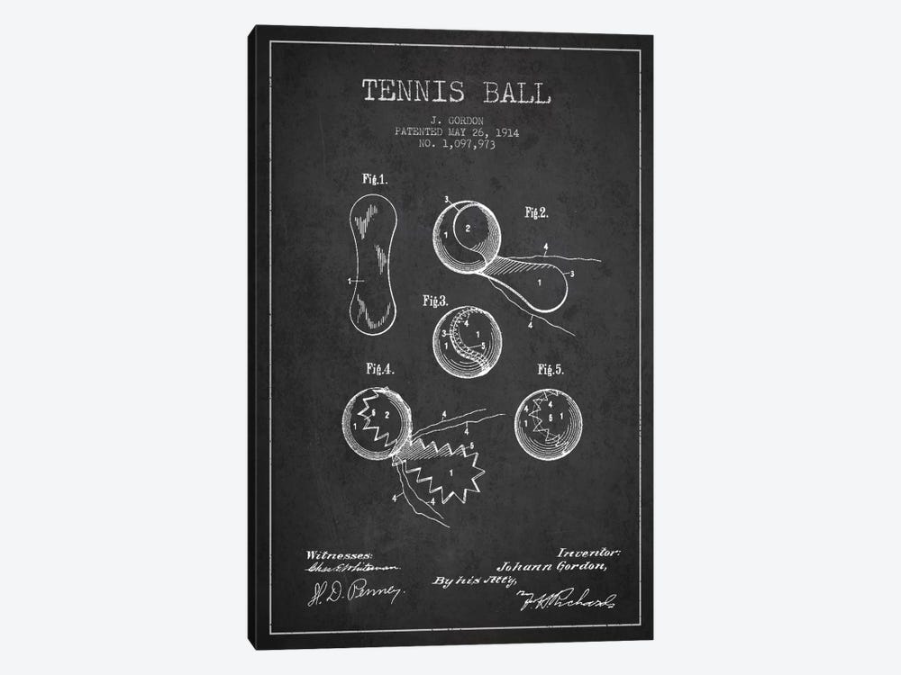 Tennis Ball Charcoal Patent Blueprint by Aged Pixel 1-piece Canvas Art