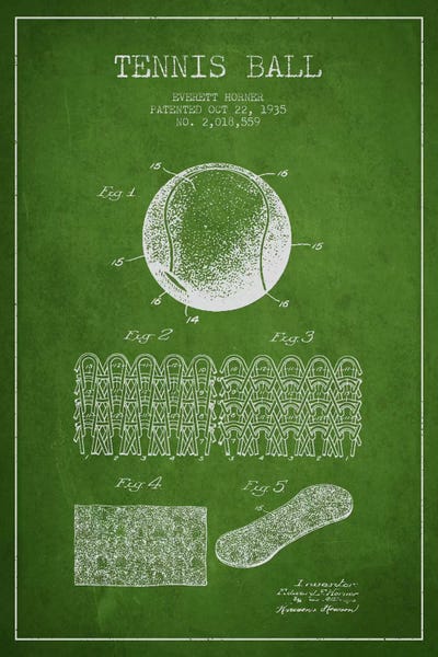 Sports Blueprints: Tennis Ball Green Patent Blueprint by Aged Pixel