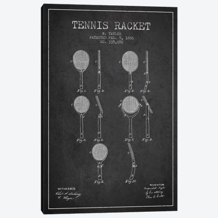 Tennis Racket Charcoal Patent Blueprint Canvas Print #ADP2285} by Aged Pixel Art Print