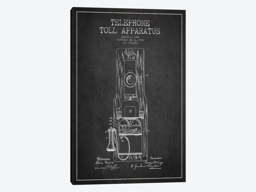 Long Telephone Toll Dark Patent Blueprint by Aged Pixel 1-piece Art Print