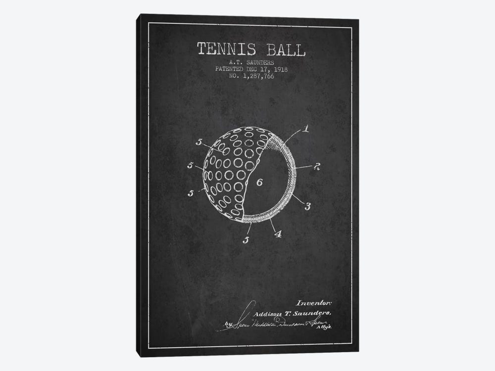 Tennis Ball Charcoal Patent Blueprint by Aged Pixel 1-piece Canvas Wall Art