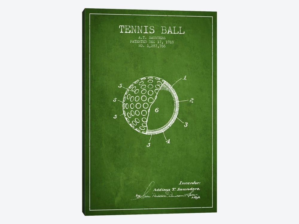 Tennis Ball Green Patent Blueprint by Aged Pixel 1-piece Art Print