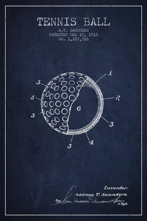 Tennis Ball Navy Blue Patent Blueprint