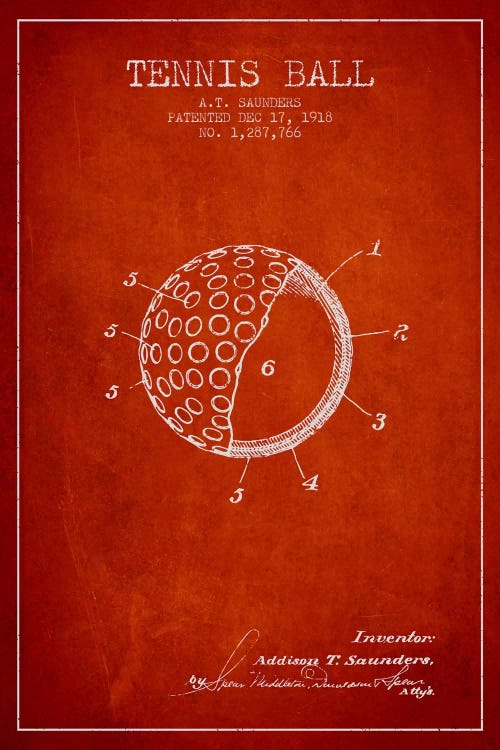 Tennis Ball Red Patent Blueprint