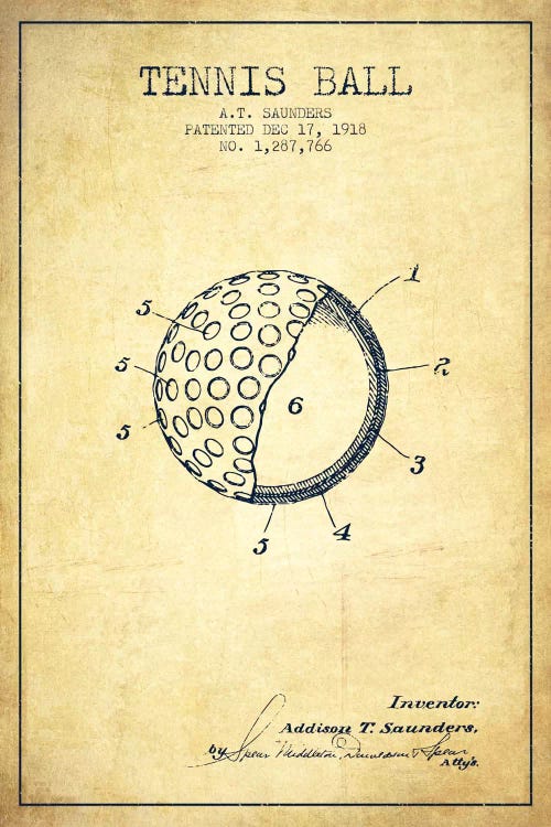 Tennis Ball Vintage Patent Blueprint