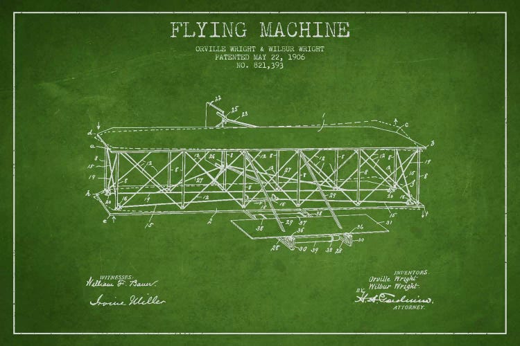 Airplane Green Patent Blueprint I