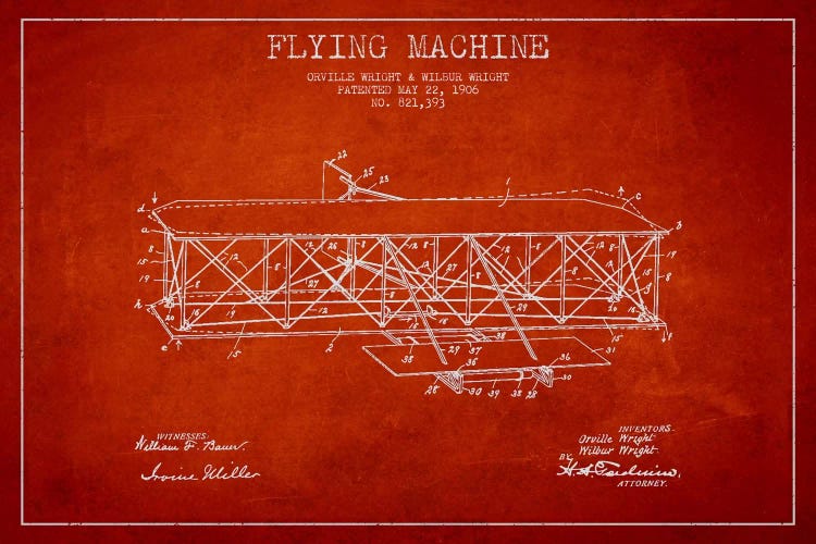 Airplane Red Patent Blueprint I
