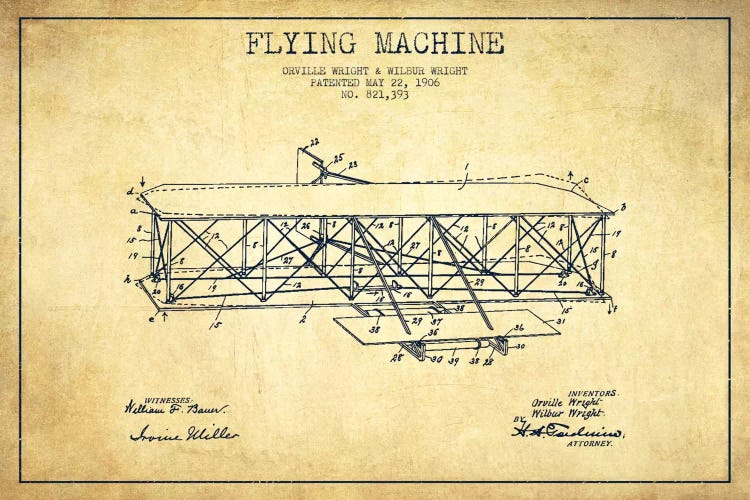 Airplane Vintage Patent Blueprint