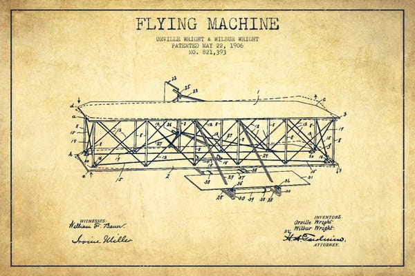 Aged Pixel: Airplane Vintage Patent Blueprint I by Aged Pixel