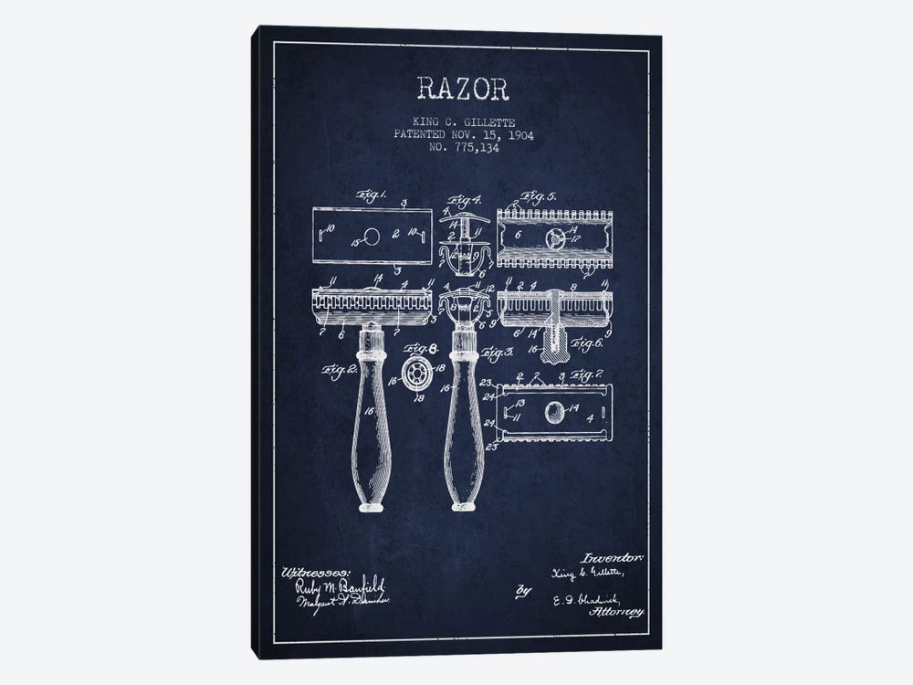 Razor Navy Blue Patent Blueprint 1-piece Art Print