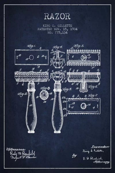 Beauty & Personal Care Blueprints: Razor Navy Blue Patent Blueprint by Aged Pixel