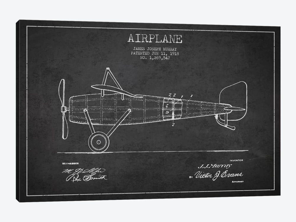 Airplane Charcoal Patent Blueprint by Aged Pixel 1-piece Art Print