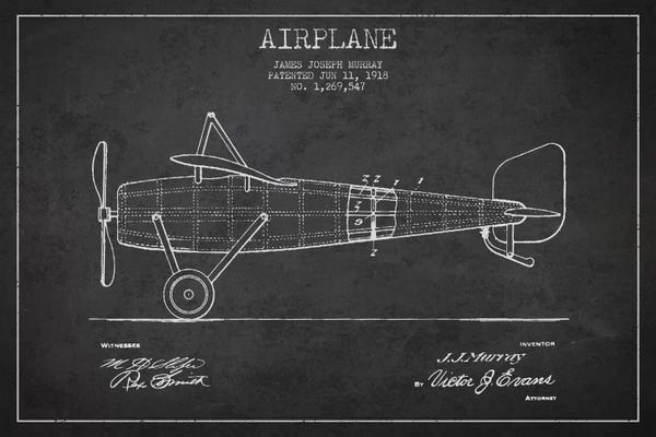 By Air: Airplane Charcoal Patent Blueprint II by Aged Pixel